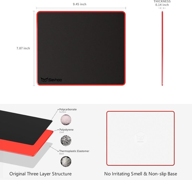 Seihoo Mouse Pad, Resin Hard Surface Mouse Mat Polymer Silicone Bottom Gaming Mousepad No Smell Waterproof for Games, Office 24 x 20cm (9.5 x 7.8in) - Image 2